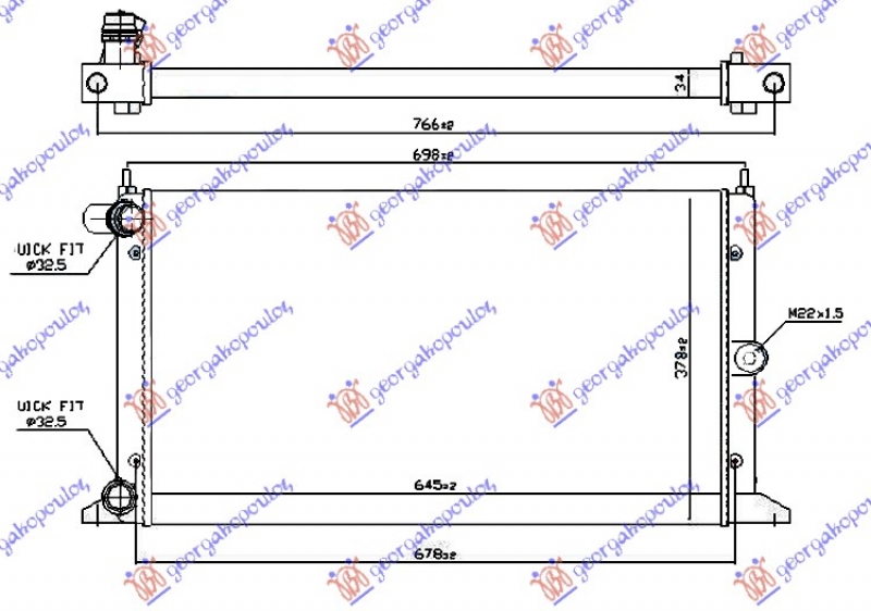 HLADNJAK MOTORA 1.8/2.0i/1.9TDi (63.5x36.6) 2000- (MARELLI)