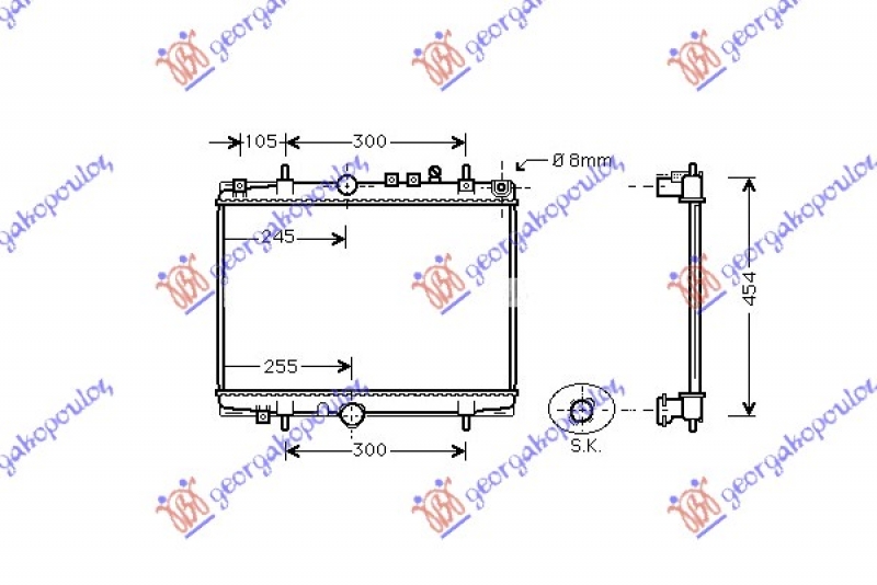 HLADNJAK MOTORA 1.8i 16V (MAN) (+/-AC) (38x55) (MAHLE BEHR)
