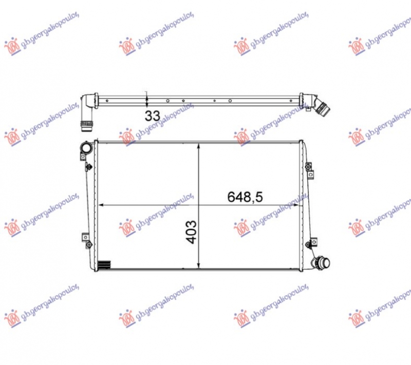 HLADNJAK MOTORA 1.9/2.0 TDi DIZEL (650x400) CEV DIJAGONALNO (LEMLJEN SPOJ) (VALEO)