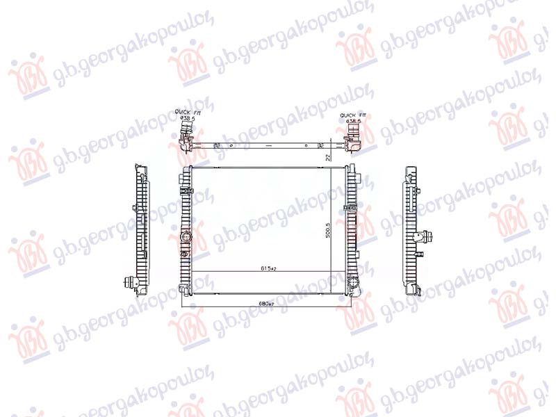 HLADNJAK MOTORA 2.0 BENZIN (615x502x22) (VALEO)