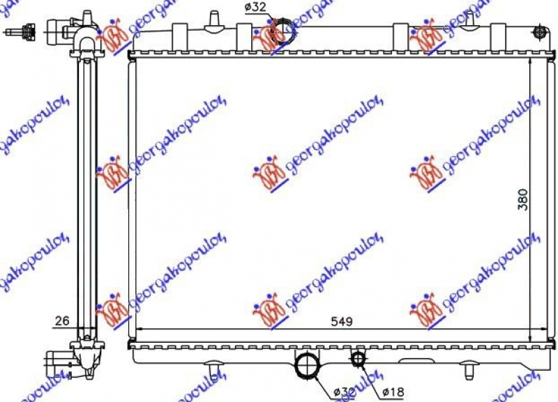 HLADNJAK MOTORA 2.0 DIZEL HDi (380x560x19) (NRF)