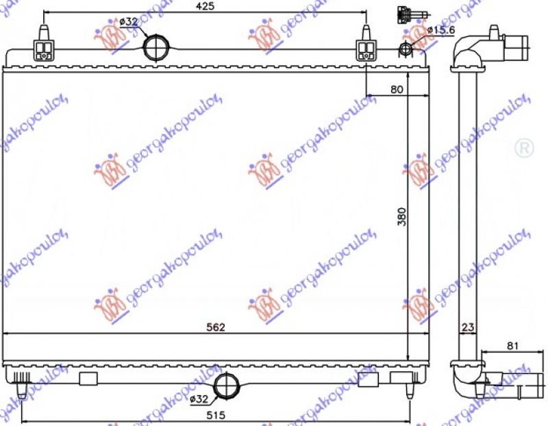 HLADNJAK MOTORA 2.0 HDi (38x56.7x28) 08-