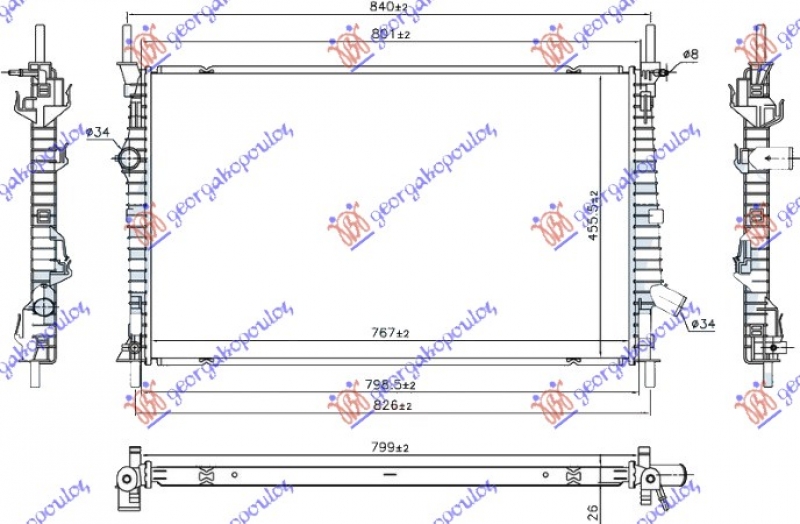 HLADNJAK MOTORA 2.0 TDCi DIZEL (765x460x26) FWD (NRF)