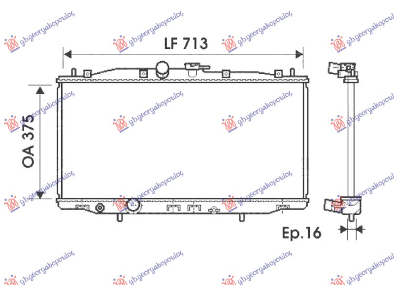 HLADNJAK MOTORA 2.0/2.4 BENZIN (MAN) (375x713x16) (NISSENS)