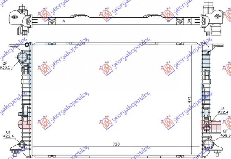 HLADNJAK MOTORA 2.0/3.0 TFSi HIBRID - 2.5 FSi BENZIN - 3.0 TDi DIZEL (720x470x32) (NRF)