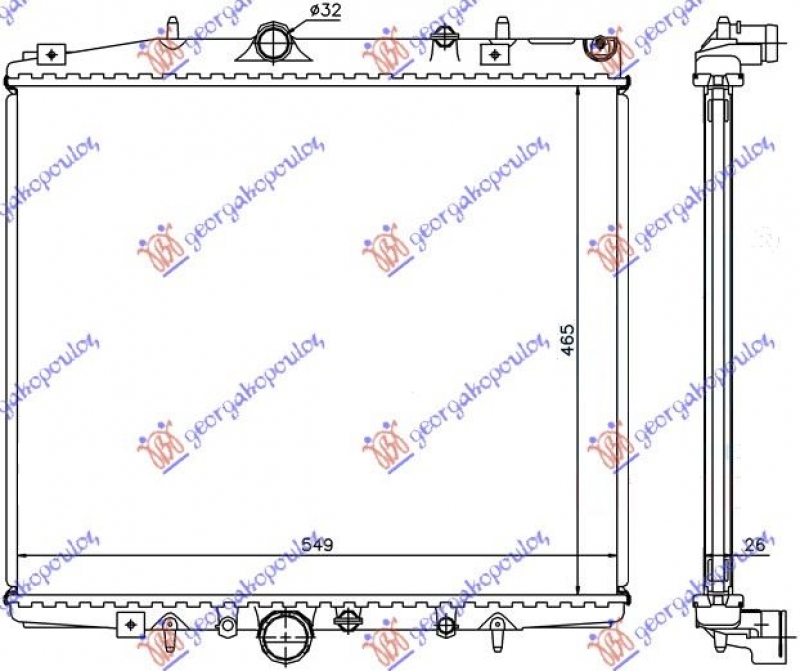 HLADNJAK MOTORA 2.0i 16V-2.0/2.2 JTD (46.5x56.3) (NRF)