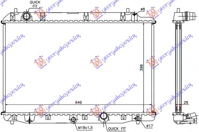 HLADNJAK MOTORA 2.2 CTDi (MAN) (39.5x65x26) (KOYO)
