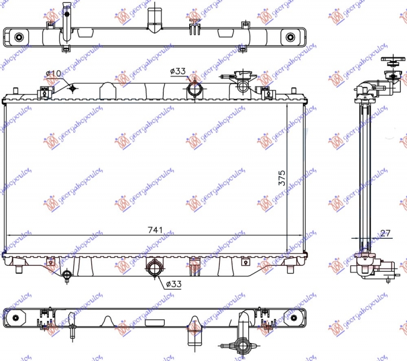 HLADNJAK MOTORA 2.2 D DIZEL (MAN/AUTO) (375x735x26) (KOYO)