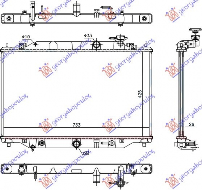 HLADNJAK MOTORA 2.2 DIZEL (MAN/AUTO) (728x425x27) (VALEO)