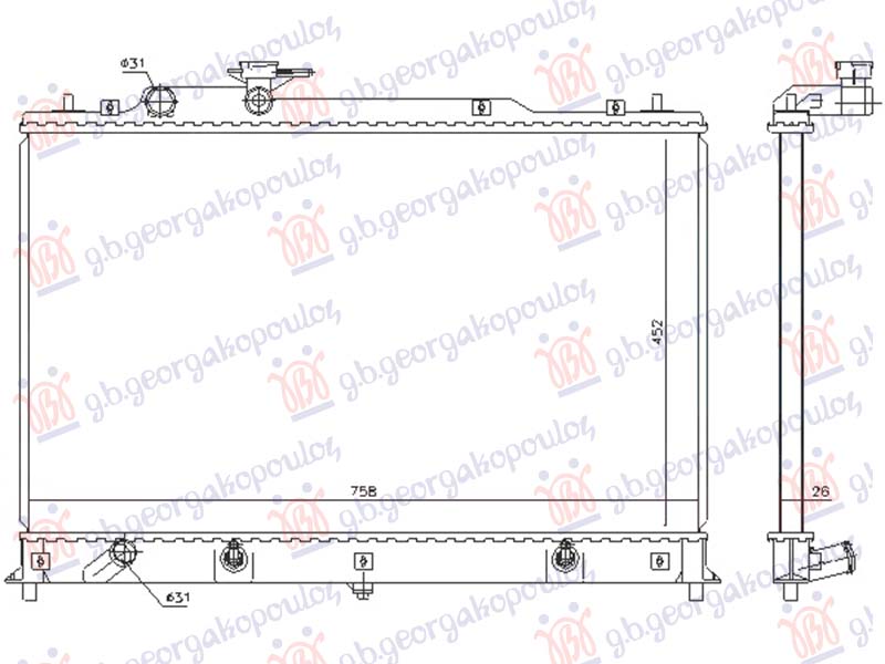 HLADNJAK MOTORA 2.3/2.5i 16V - 2.2CDVi (MAN/AUTO) (45x74) (NRF)