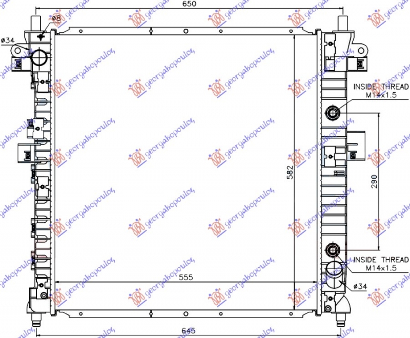 HLADNJAK MOTORA 2.3i BENZIN / 200 Xdi DIZEL (AUTO) (555x580x26) (VALEO)