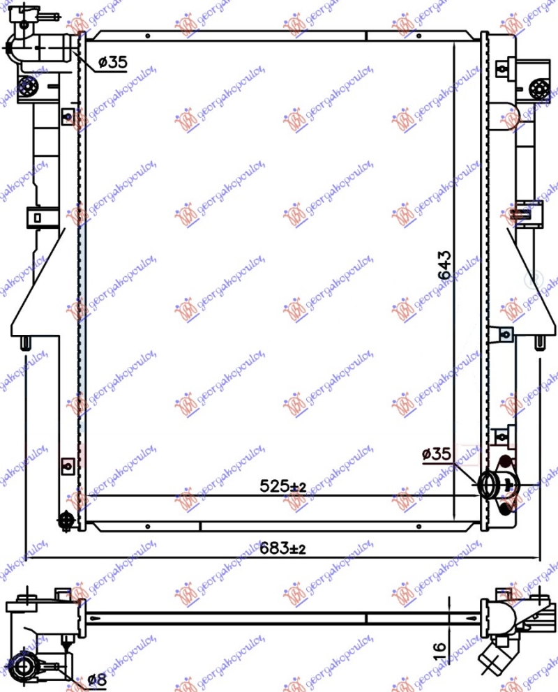 HLADNJAK MOTORA 2.4 DI-D DIZEL (525x669x16) (4N15) (NRF)