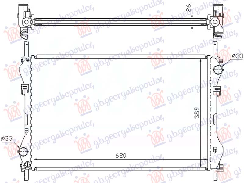 HLADNJAK MOTORA 2.4 DIZEL (-AC) (620x400x26) (NRF)