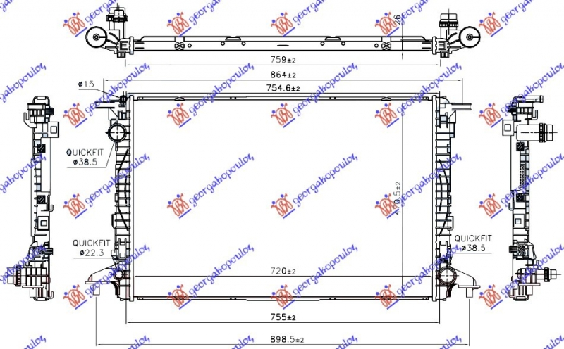 HLADNJAK MOTORA 3.0 TDi DIZEL (AUTO) (720x470x26) (NRF)