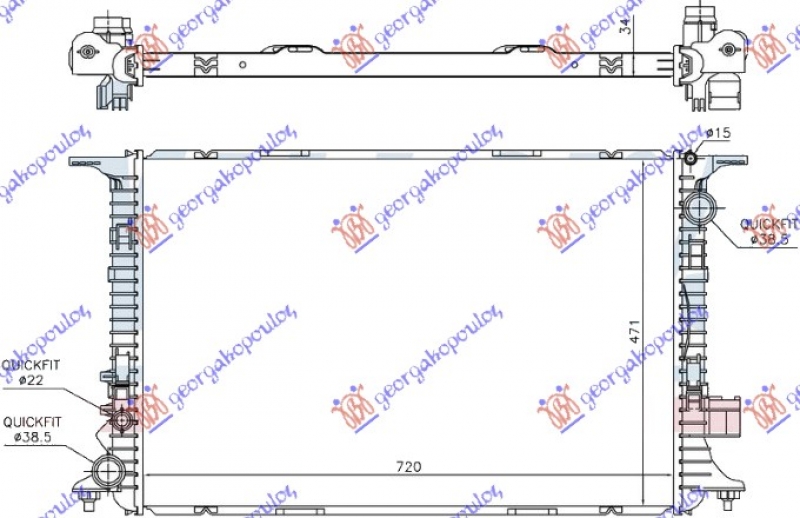 HLADNJAK MOTORA 4.0 TFSi 4.2-6.3 FSi BENZIN / 4.2 TDi DIZEL (720x470x32) (NRF)