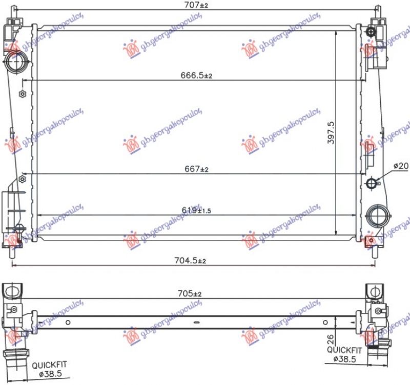 HLADNJAK MOTORA BENZIN/DIZEL (619x398x26)
