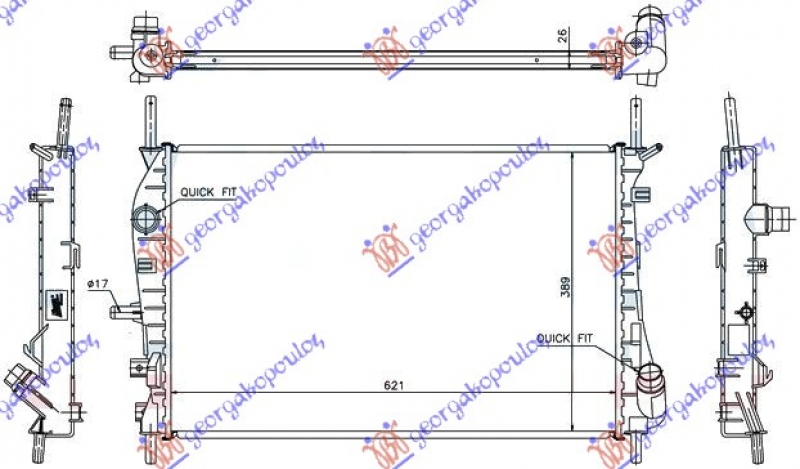 HLADNJAK MOTORA DIZEL (+AC) (62x39.7) 2002- (VALEO)