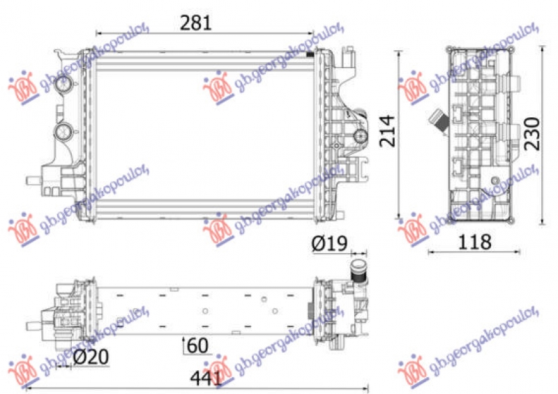HLADNJAK MOTORA DODATNI 1.5 dCi DIZEL (281x214) (RH)