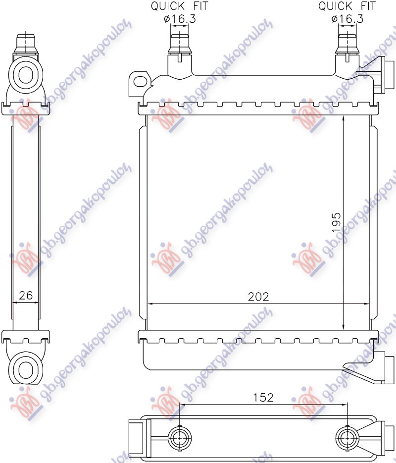 HLADNJAK MOTORA DODATNI 1.5/2.0 BENZIN (202x195) (NRF)