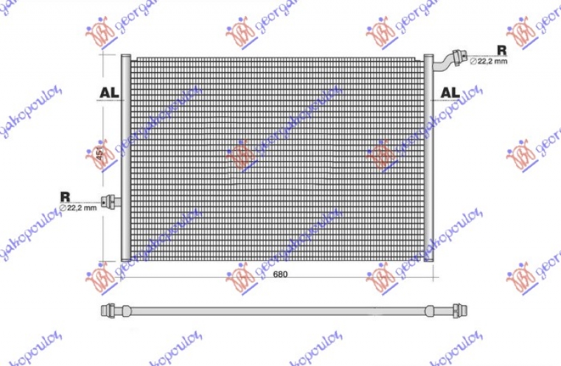 HLADNJAK MOTORA DODATNI 1.6/2.0/2.2/3.0 PETROL - 1.6/2.2 DIESEL (680x445) (NISSENS)