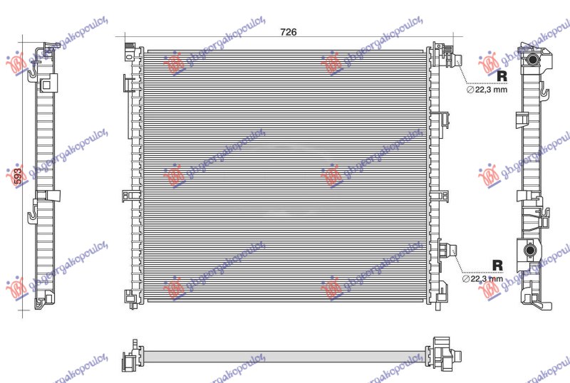 HLADNJAK MOTORA DODATNI 2.0/3.0 DIZEL - 3.0/4.4 BENZIN HIBRID (xDrive) (625x545) (NRF)