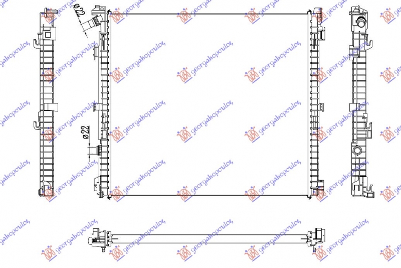 HLADNJAK MOTORA DODATNI 3.0 BENZIN - 2.0 DIZEL (615x564x26) (NRF)