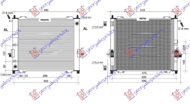 HLADNJAK MOTORA I KLIME 1.2 BENZIN (MANUELNI/AUTOMATSKI) (434x388) 03- (NISSENS)