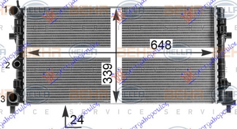 HLADNJAK MOTORA SVI MODELI (-AC) (430x410) (SA VENTILATOROM) (MARELLI)