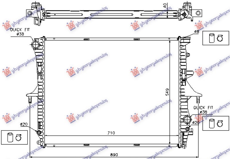 HLADNJAK MOTORA ZA SVE MODELE BENZIN/DIZEL (MAN/AUTO) (+/-AC) (710x550) (NRF)