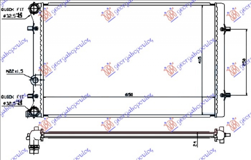 HLADNJAK MOTORA ZA SVE MODELE BENZIN/DIZEL (MANUAL/AUTOMATIC) (+/-AC) (65x41.5) (NISSENS)