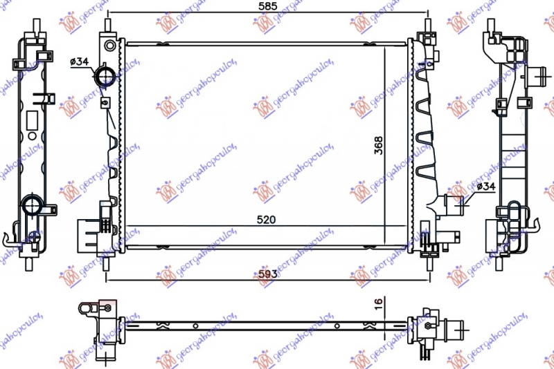 HLADNJAK MOTORA ZA SVE MODELSE (520x370x16) (KOYO)