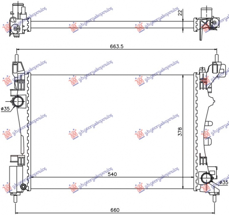 HLADNJAK MOTORA ZA SVE MODELSE BENZIN (MAN/AUTO) (+/-AC) (54x37.5) (NISSENS)