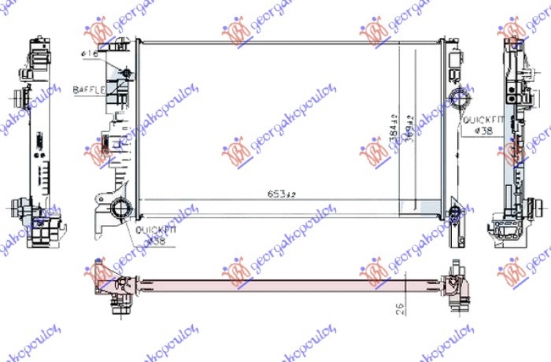 HLADNJAK MOTORA ZA SVE MODELSE BENZIN/DIZEL (650x370x26) (NRF)