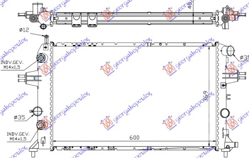 HLADNJAK MOTORA 2.0/2.2 TD DIZEL (AUTO) (600x370) (NRF)