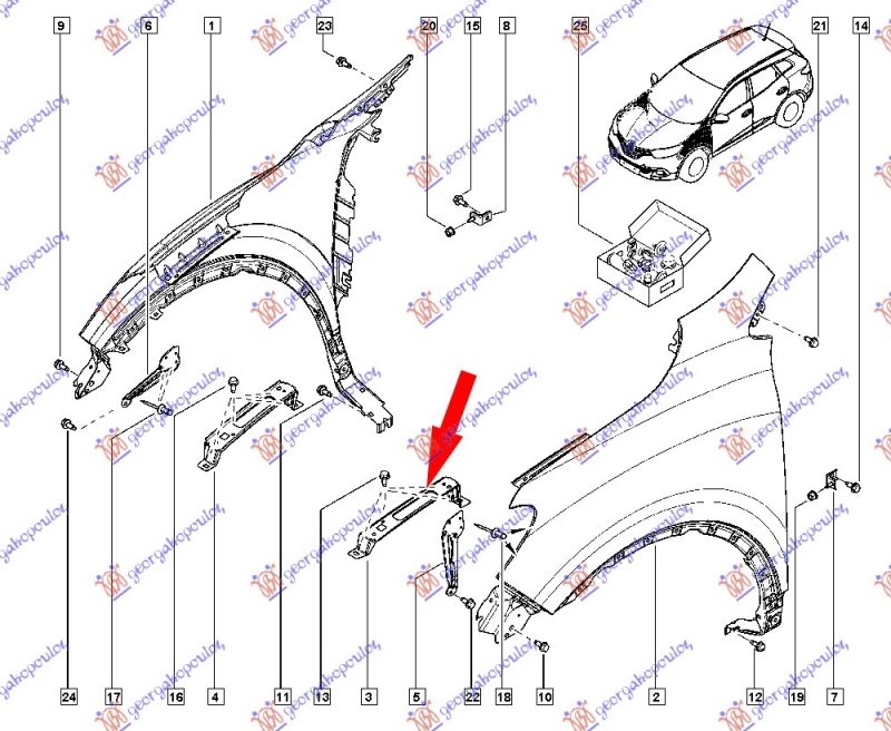 NOSAC PREDNJEG BLATOBRANA GORNJI METALNI