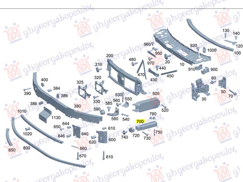 NOSAC SINE PREDNJEG BRANIKA UNUTRASNJI ZADNJI BOCNI (L=D) ALUMINIJUM