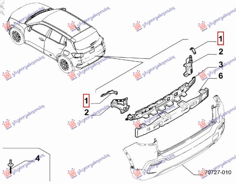 NOSAC ZADNJEG BRANIKA GORNJI BOCNI PLASTICNI (O)