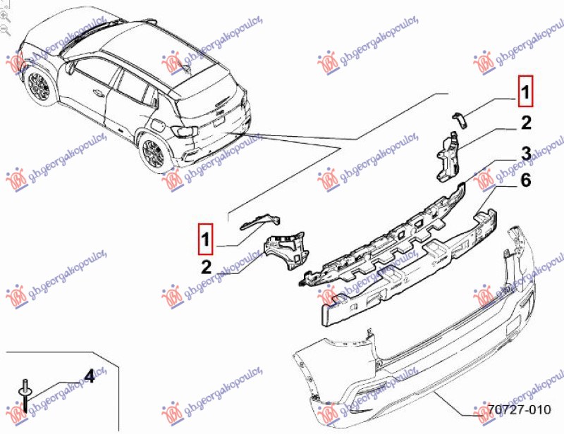 NOSAC ZADNJEG BRANIKA GORNJI BOCNI PLASTICNI (O)