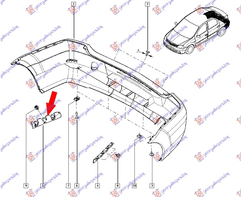 NOSAC ZADNJEG BRANIKA PLASTICAN