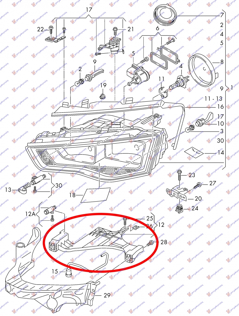 PLASTICNI OKVIR FARA DONJI UNUTRASNJI