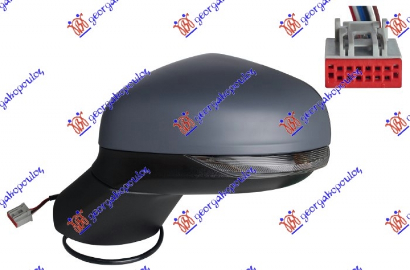 RETROVIZOR ELEKTRICNI SA GREJACEM PM (MIGAVAC) (6 PIN) (A KVALITET) (KONVEKSNO STAKLO)