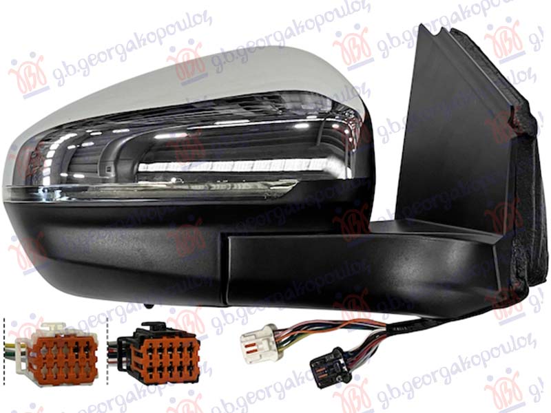 RETROVIZOR ELEK. SA GREJ. HROM (ELEK-SKLOPIV) (MEM) (MIGAVAC) (SVETLO) (MRTAV UGAO) (SENZOR) (18 PIN) (KONVEKSNO STAKLO)