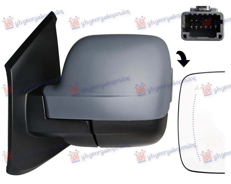 RETROVIZOR ELEKTRCINI SA GREJACEM PM (ELEKTRO-SKLOPIV) (MIGAVAC) (MRTAV UGAO) (12 OTV 10 PIN) (A KVALITET)