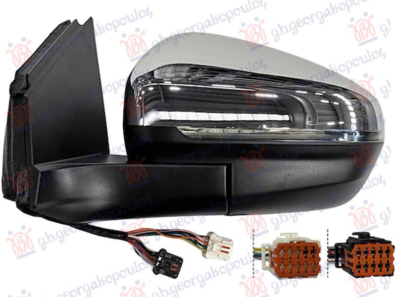 RETROVIZOR ELEKTRICNI SA GREJ. HROM (ELEKTRO-SKLOPIV) (MEM) (MIGAVAC) (SVETLO) (MRTAV UGAO) (16 PIN) (KONVEKSNO STAKLO)