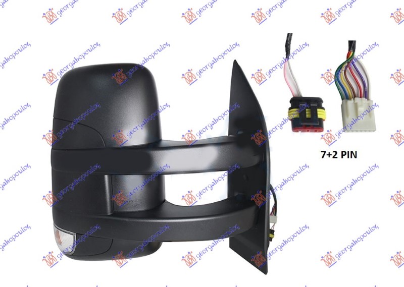 RETROVIZOR ELEKTRICNI SA GREJACEM DUGI (MIGAVAC) (KONVEKSNO STAKLO)