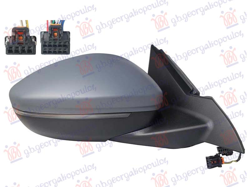 RETROVIZOR ELEKTRICNI SA GREJACEM (ELEKTRO-SKLOPIV) (MIGAVAC LED) (SVETLO) (MRTAV UGAO) (SENZOR) (10+4 PIN)