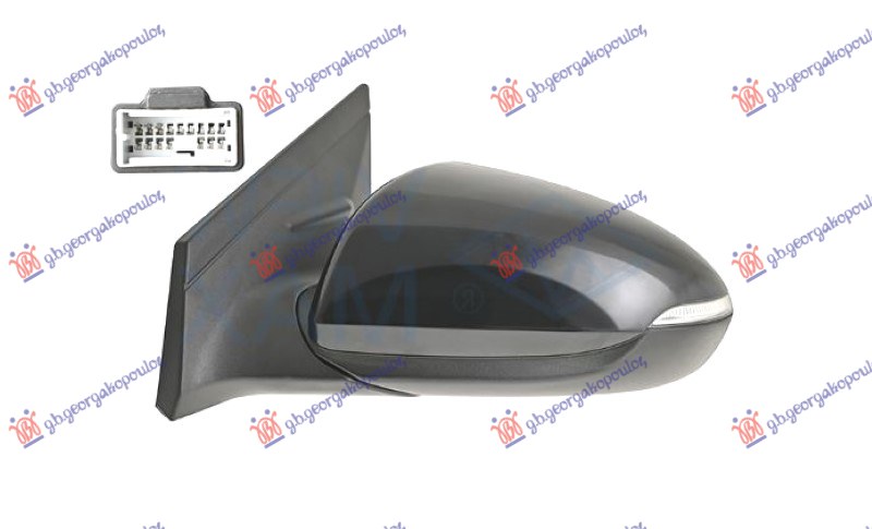 RETROVIZOR ELEKTRICNI SA GREJACEM (ELEKTRO-SKLOPIV) (MIGAVAC) (SVETLO) (16 OTV/10 PIN) (KONVEKSNO STAKLO)