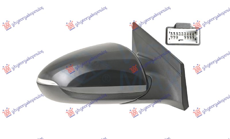 RETROVIZOR ELEKTRICNI SA GREJACEM (ELEKTRO-SKLOPIV) (MIGAVAC) (SVETLO) (16 OTV/10 PIN) (KONVEKSNO STAKLO)