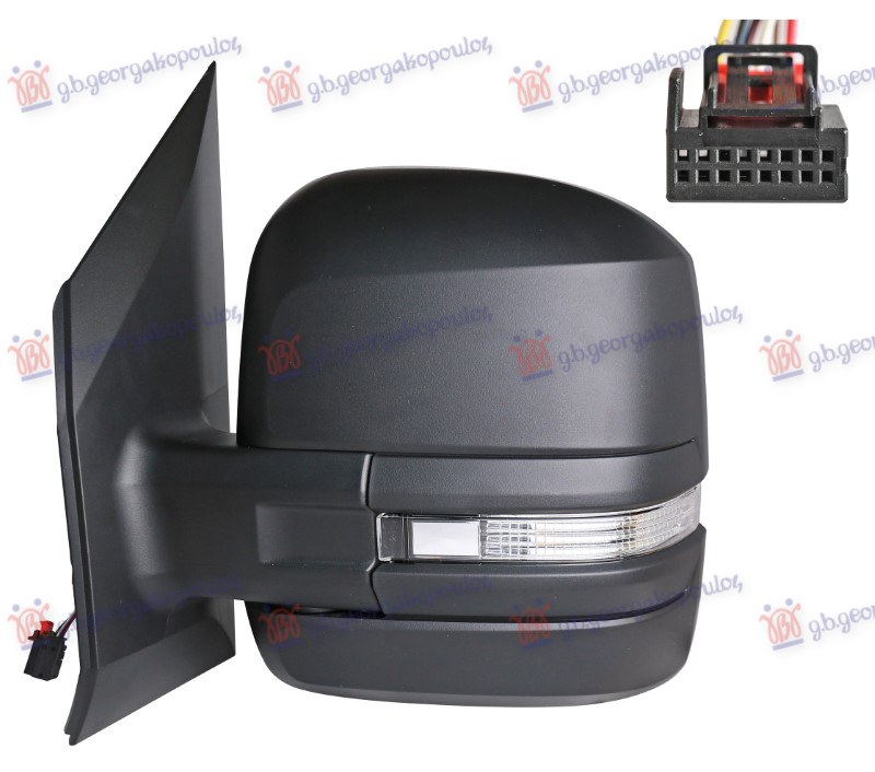 RETROVIZOR ELEKTRICNI SA GREJACEM KRATKI (MIGAVAC) (6 PIN) (A KVALITET) (KONVEKSNO STAKLO)