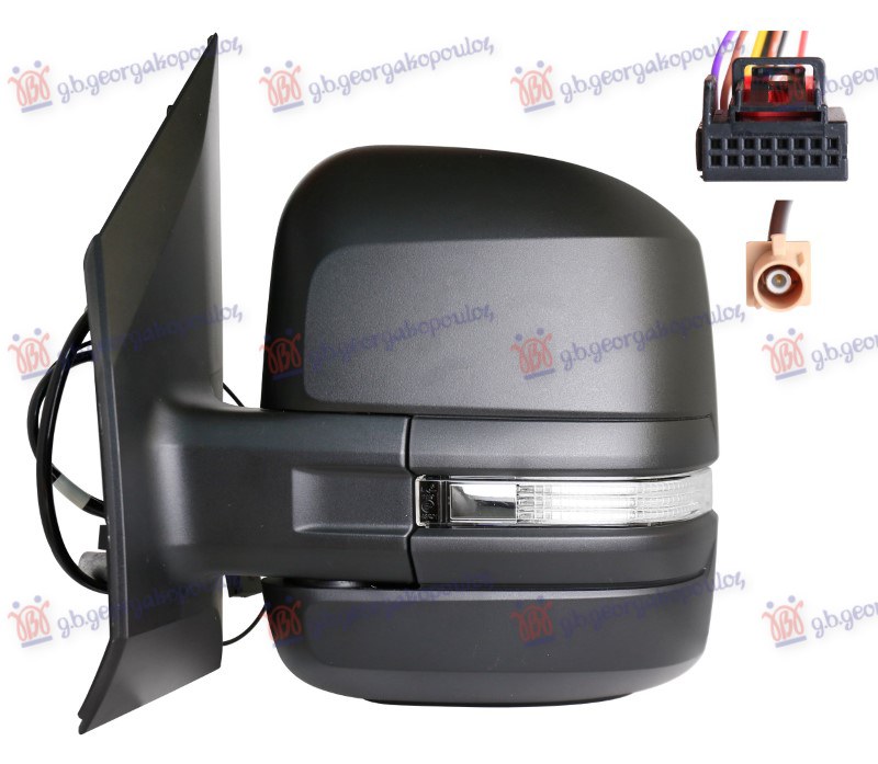 RETROVIZOR ELEKTRICNI SA GREJACEM KRATKI (MIGAVAC) (CIP ANTENE) (7 PIN) (A KVALITET) (KONVEKSNO STAKLO)